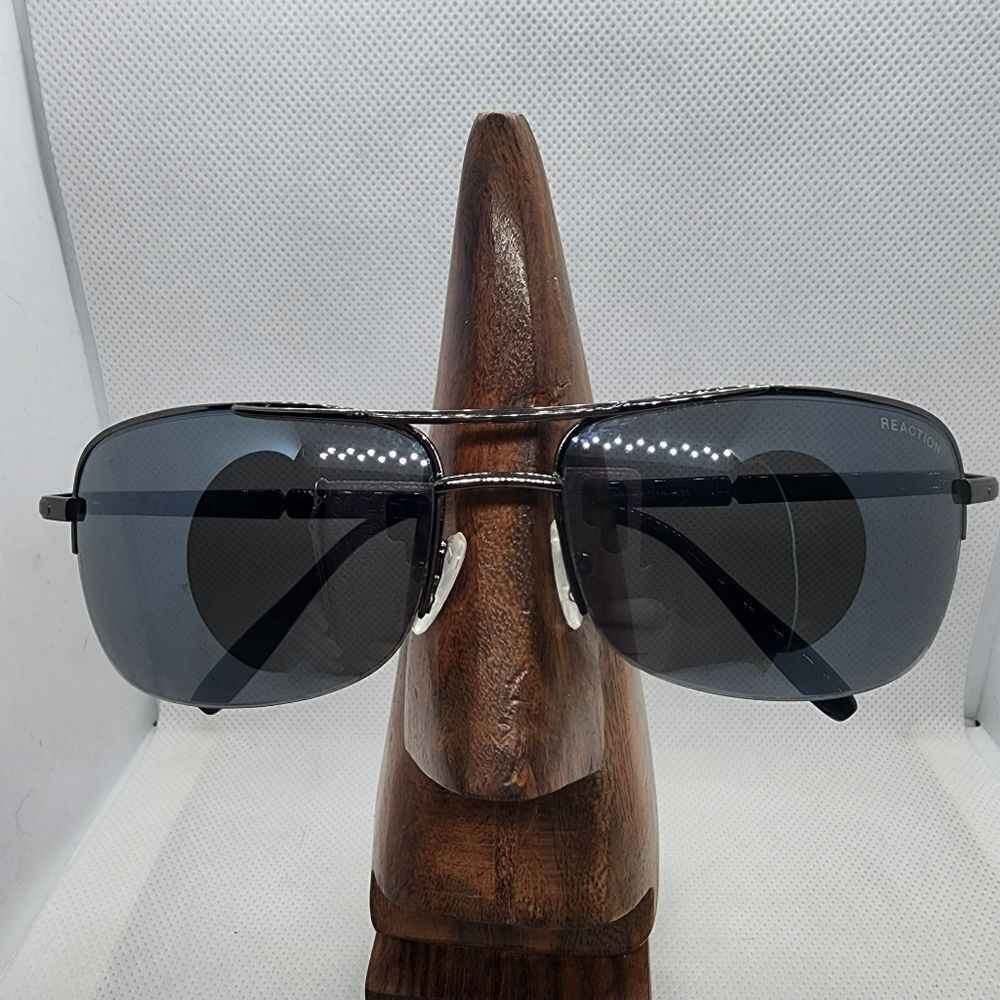 Kenneth Cole Reaction Gunmetal & Black Aviator Sunglasses